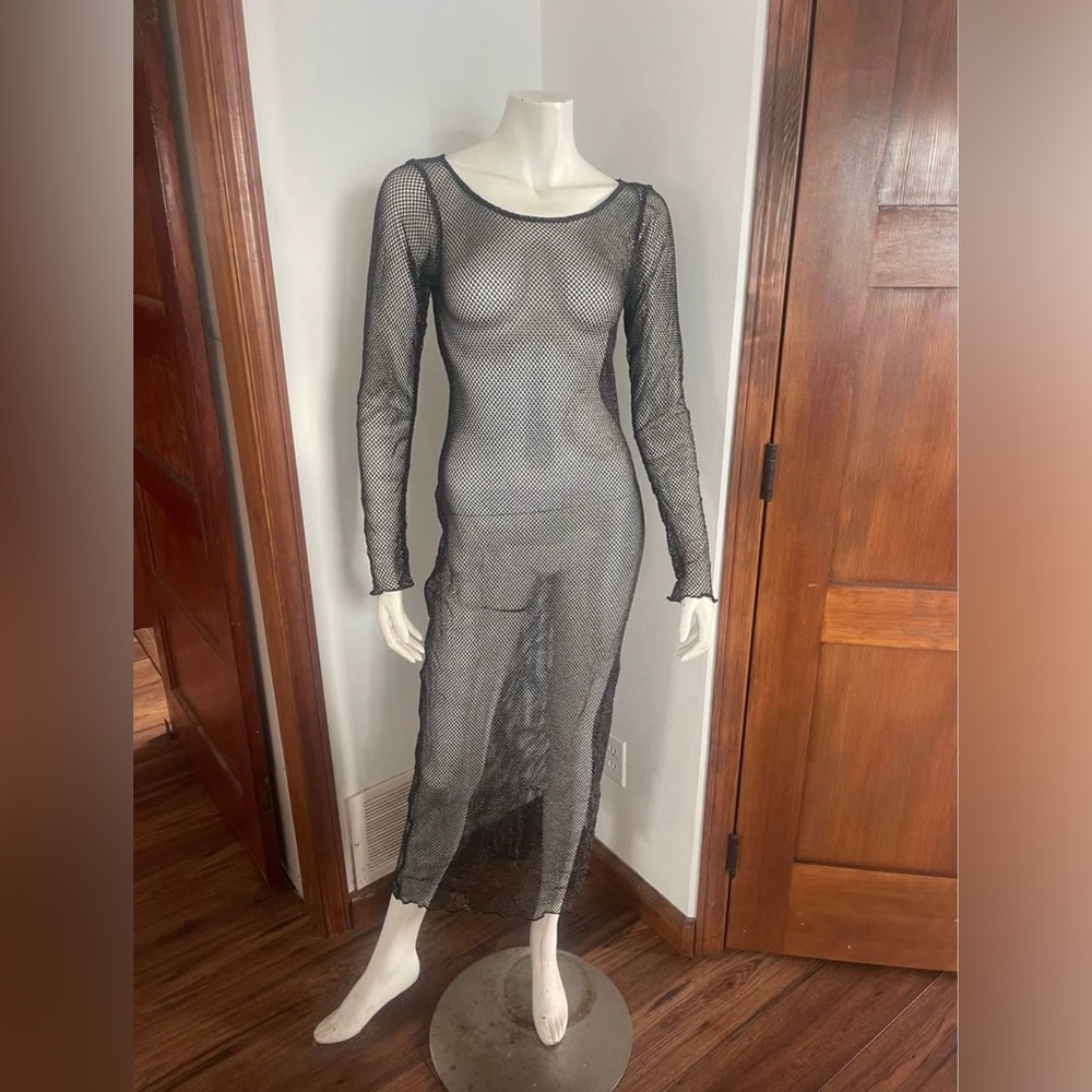 PQ Swim Black Mesh Long Sleeve Dress